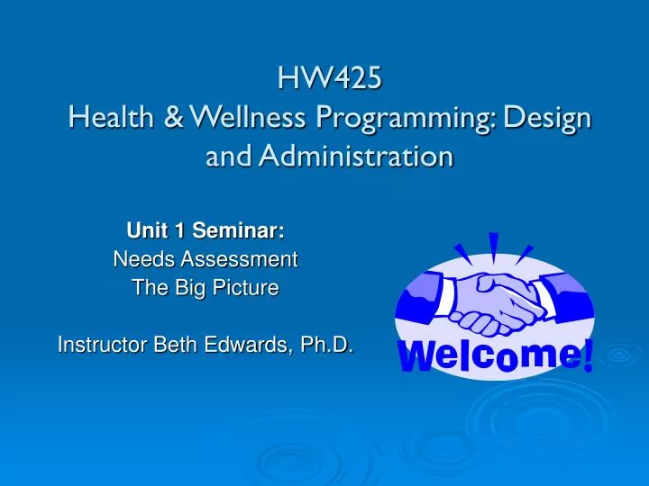 hw425 health wellness programming design and administration