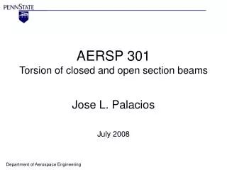AERSP 301 Torsion of closed and open section beams