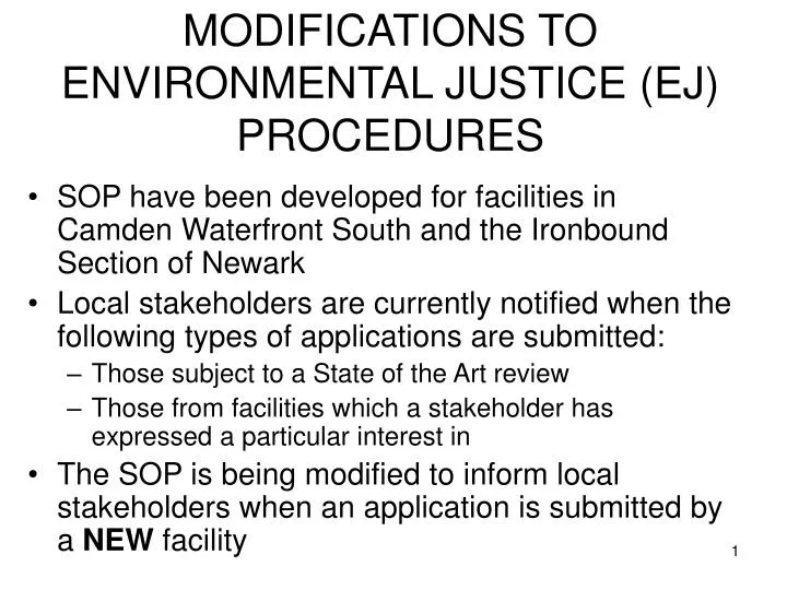 modifications to environmental justice ej procedures