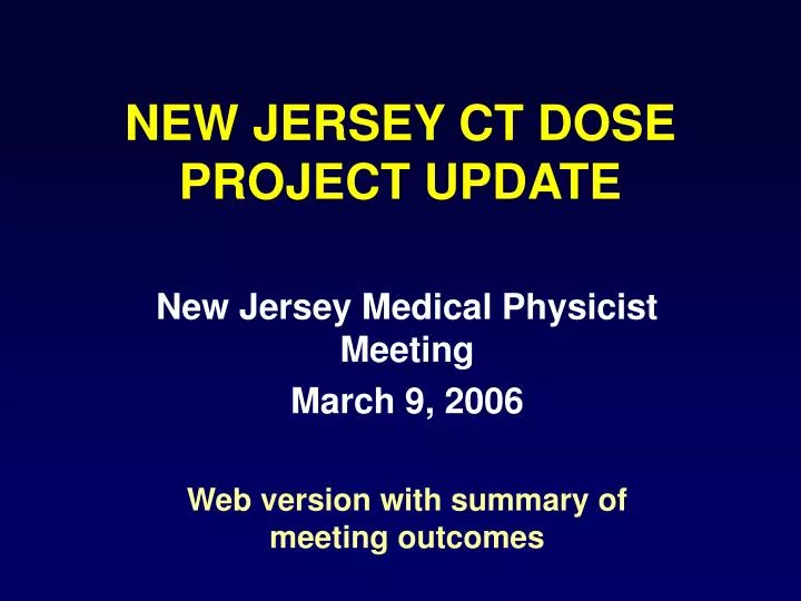 new jersey ct dose project update