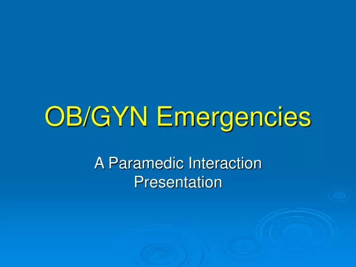 ob gyn emergencies