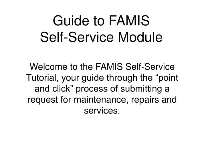 guide to famis self service module