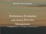 Performance Evaluation and Active Portfolio Management - slide 1