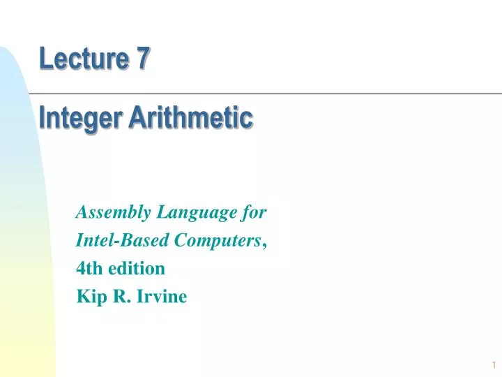 lecture 7 integer arithmetic