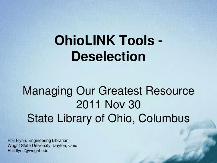 ohiolink tools deselection