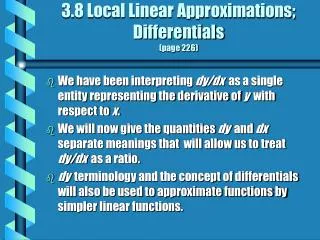 3.8 Local Linear Approximations; Differentials (page 226)