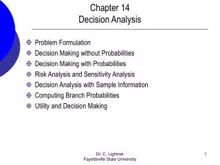 Chapter 14 Decision Analysis