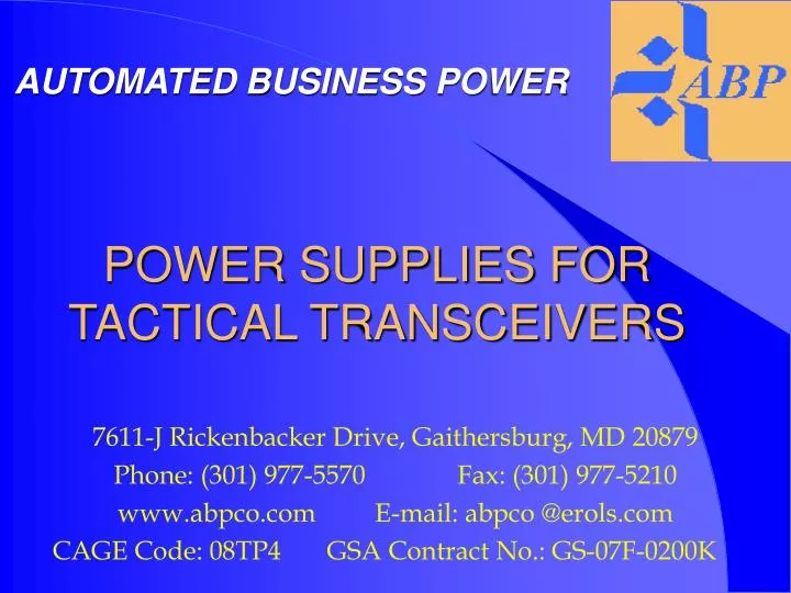 power supplies for tactical transceivers