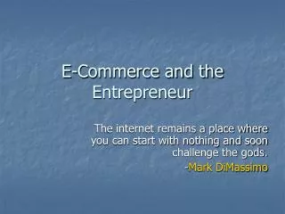 E-Commerce and the Entrepreneur