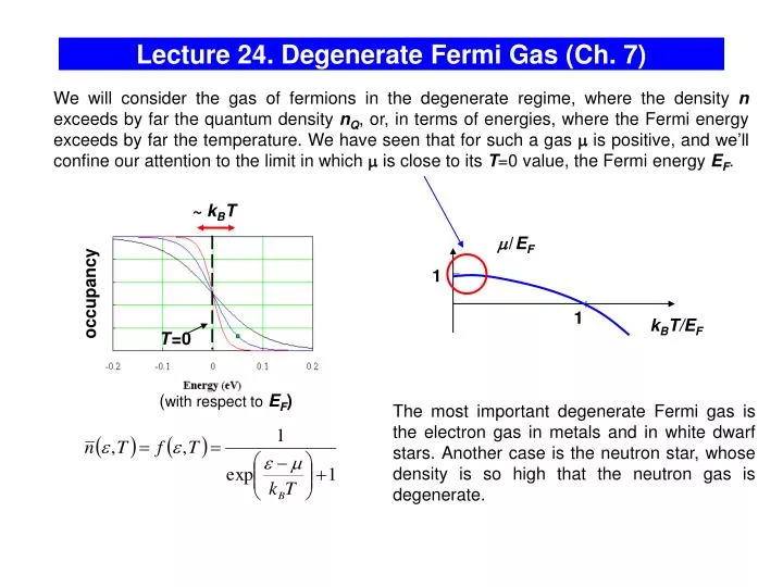 lecture 24 degenerate fermi gas ch 7