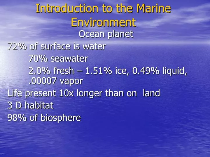 introduction to the marine environment