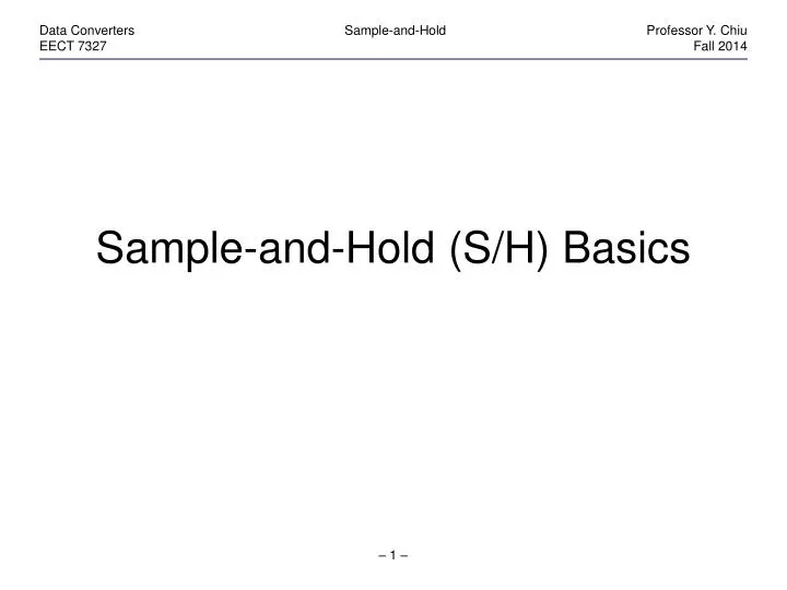 sample and hold s h basics