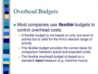 Overhead Budgets