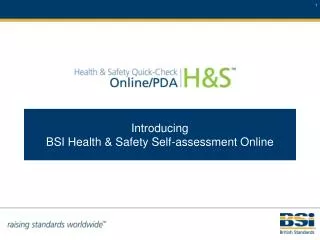 Introducing BSI Health &amp; Safety Self-assessment Online