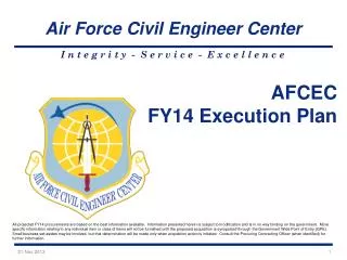 AFCEC FY14 Execution Plan