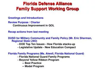 Florida Defense Alliance Family Support Working Group