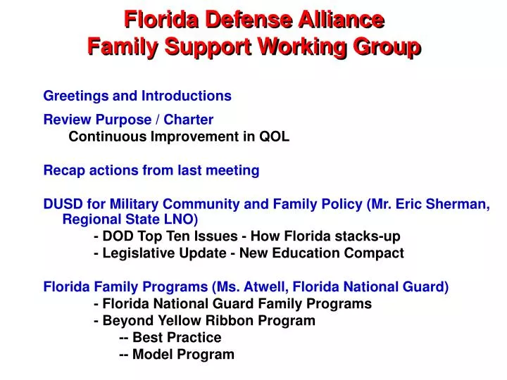 florida defense alliance family support working group