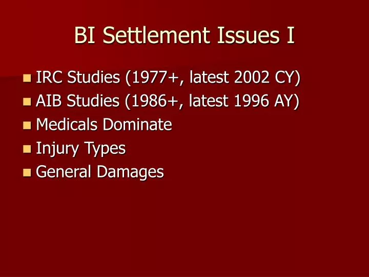 bi settlement issues i