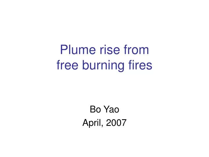 plume rise from free burning fires