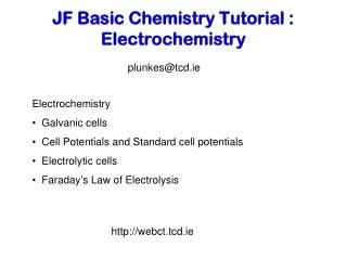 JF Basic Chemistry Tutorial : Electrochemistry