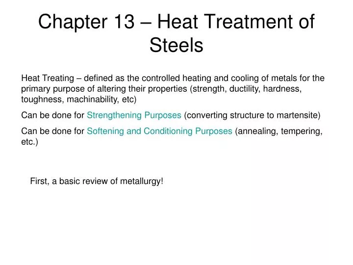 chapter 13 heat treatment of steels