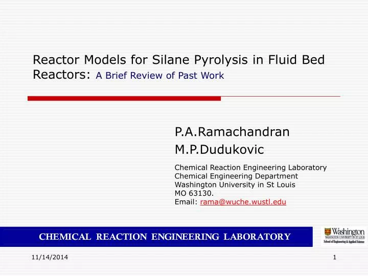 reactor models for silane pyrolysis in fluid bed reactors a brief review of past work