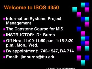 Welcome to ISQS 4350