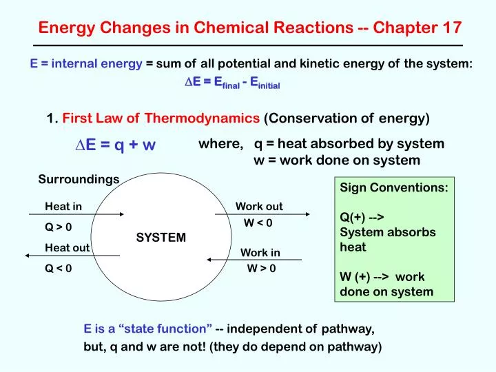 energy changes in chemical reactions chapter 17