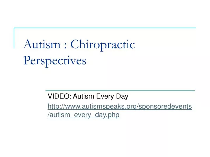 autism chiropractic perspectives