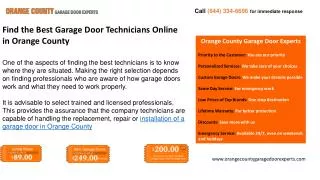Find the Best Garage Door Technician Online in Orange County