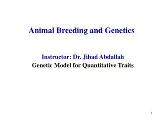 Animal Breeding and Genetics