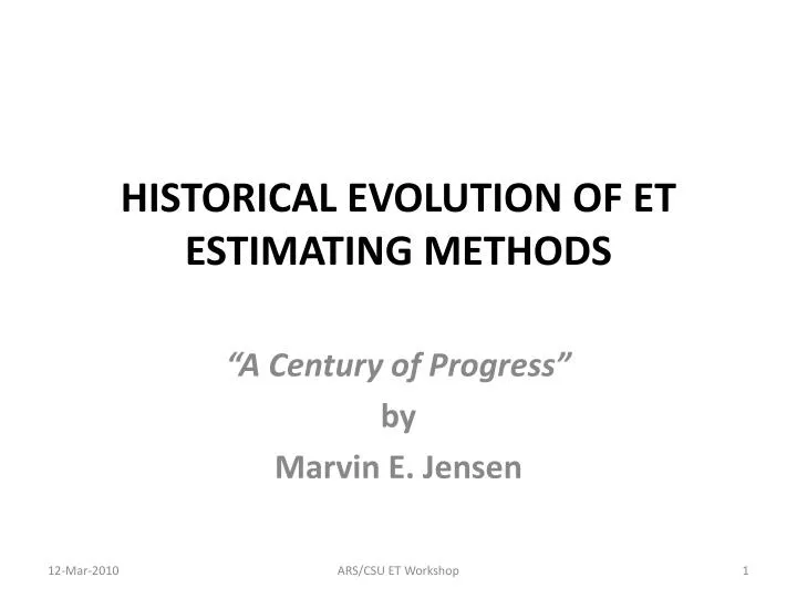 historical evolution of et estimating methods