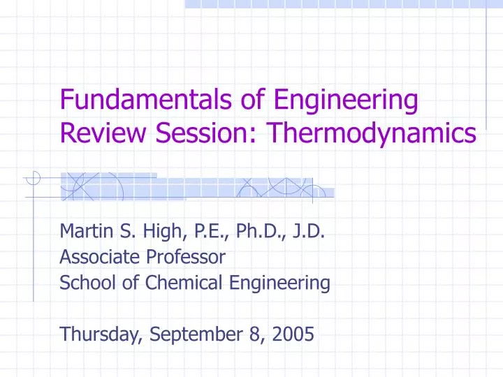 fundamentals of engineering review session thermodynamics