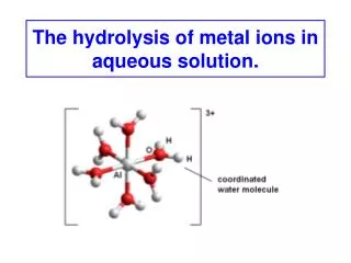 The hydrolysis of metal ions in aqueous solution.