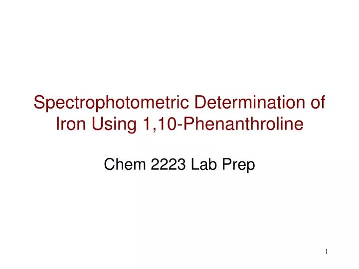 spectrophotometric determination of iron using 1 10 phenanthroline