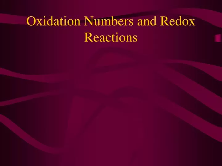oxidation numbers and redox reactions