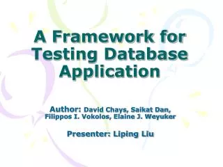 A Framework for Testing Database Application