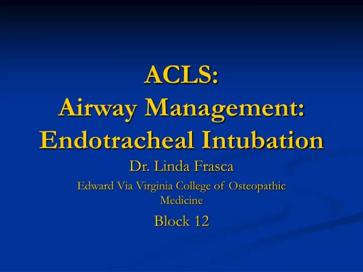 acls airway management endotracheal intubation