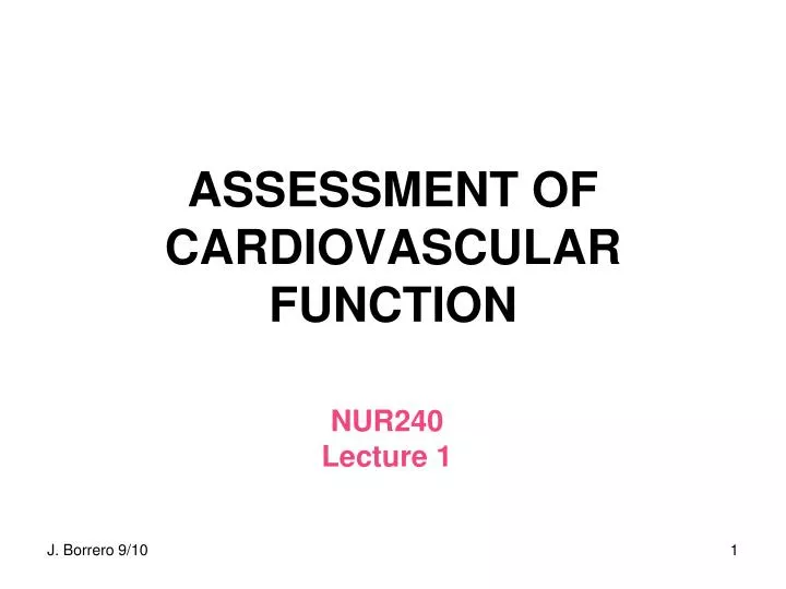 assessment of cardiovascular function