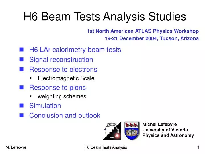 h6 beam tests analysis studies