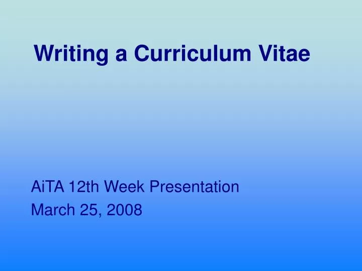 writing a curriculum vitae