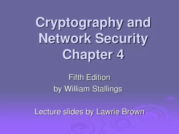 cryptography and network security chapter 4