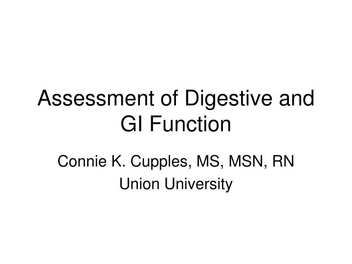 assessment of digestive and gi function