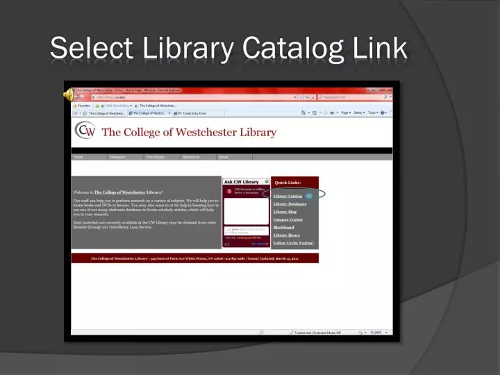 select library catalog link