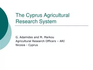 The Cyprus Agricultural Research System