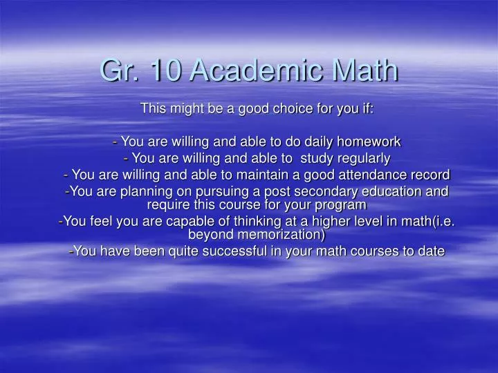 gr 10 academic math