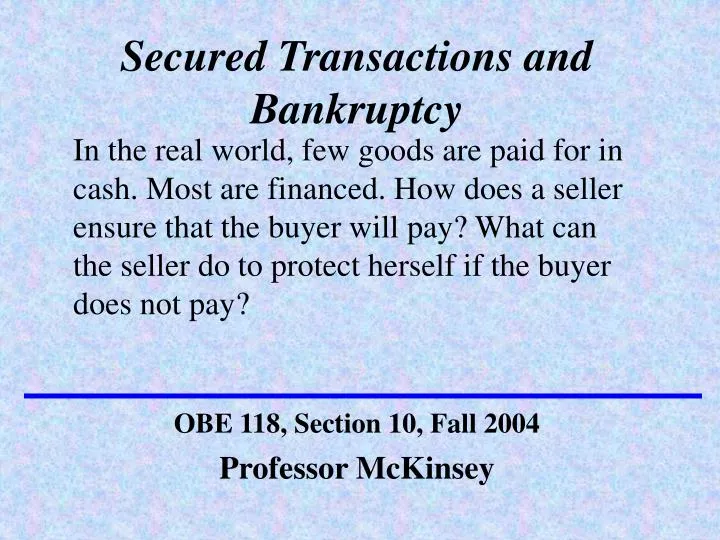 secured transactions and bankruptcy