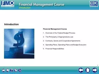 Financial Management Course Overview of the Federal Budget Process