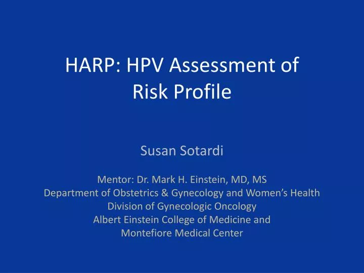 harp hpv assessment of risk profile