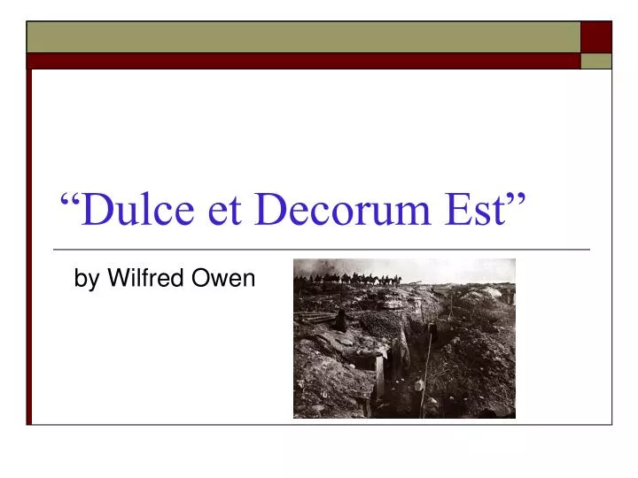 dulce et decorum est